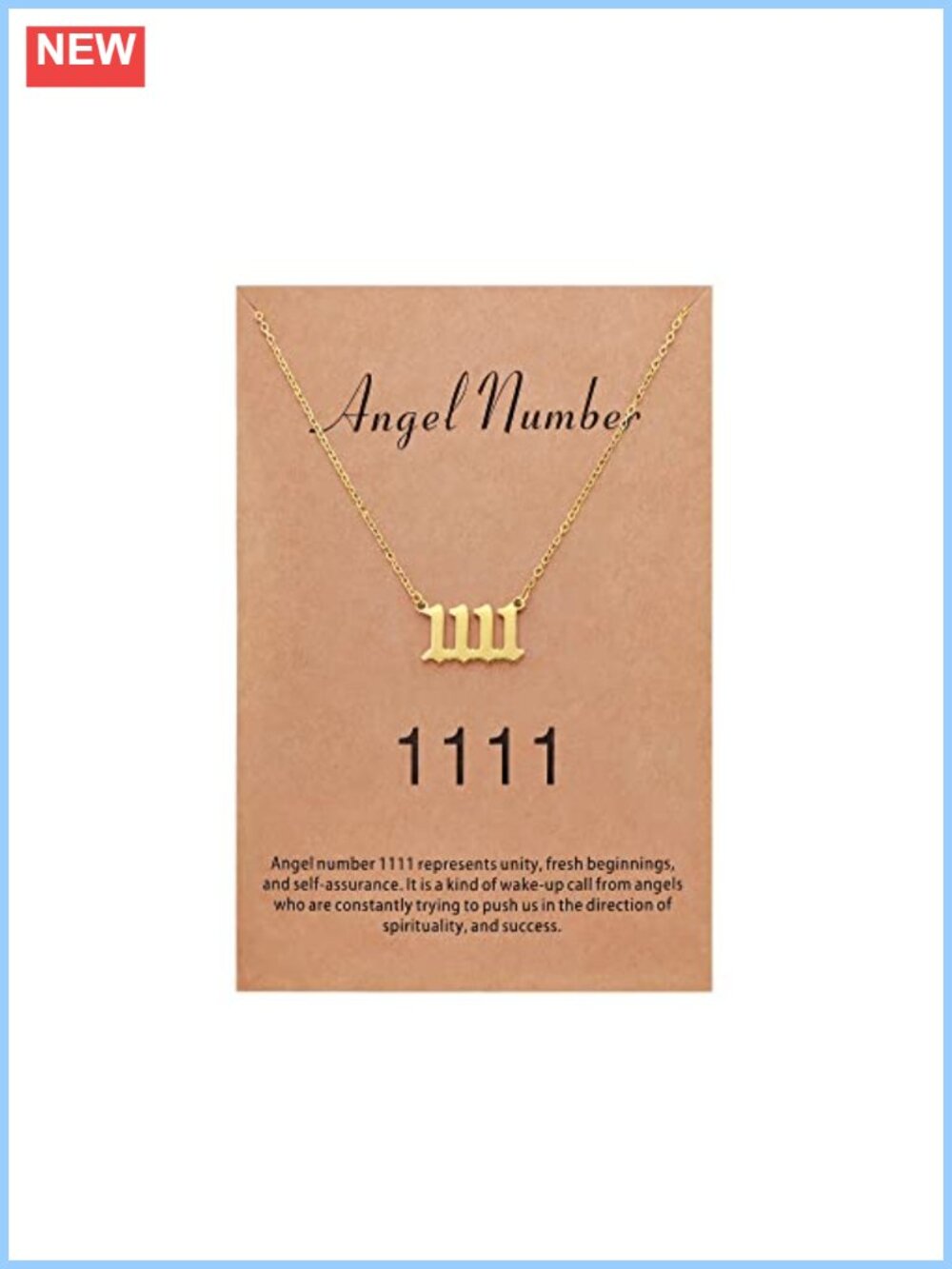Gold Plated 1111 Angel Number Pendant Necklace Stainless Steel 18in